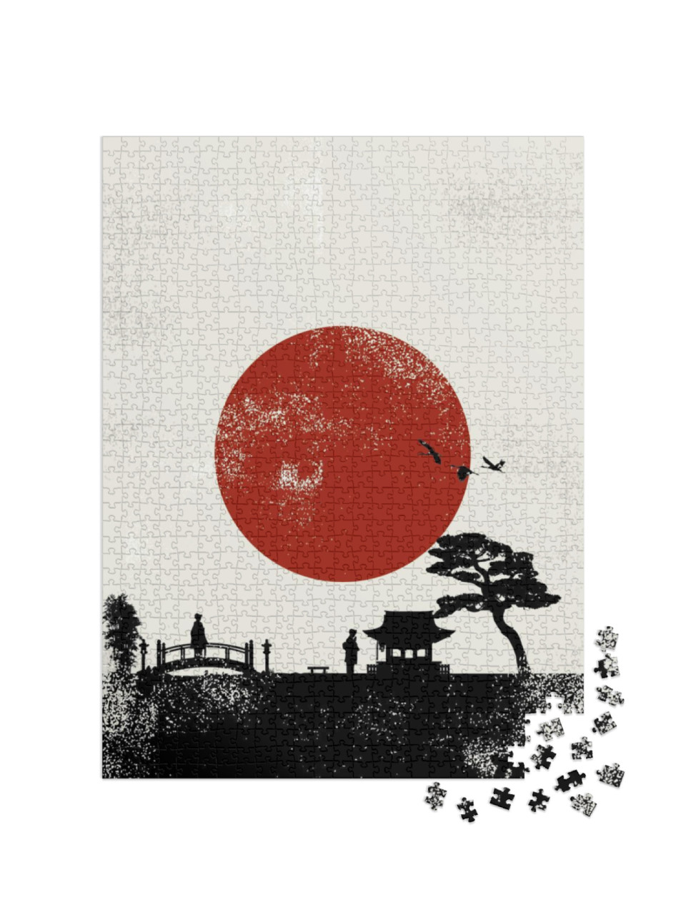 puzzle 1000 dílků „Plakát Japonsko krajina, vektor“