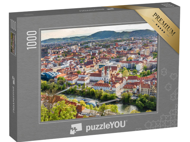 puzzle 1000 dílků „Letecký pohled na centrum Grazu, Rakousko“