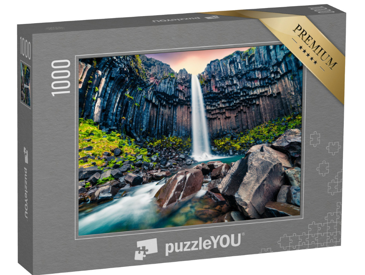 puzzle 1000 dílků „Vodopád Svartifoss při východu slunce, Skaftafell, Island“