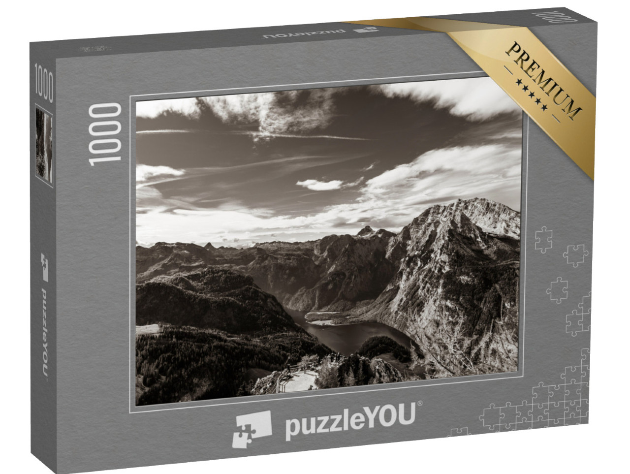 puzzle 1000 dílků „Berchtesgadener Land: Pohled na hory z Jennerbergu“