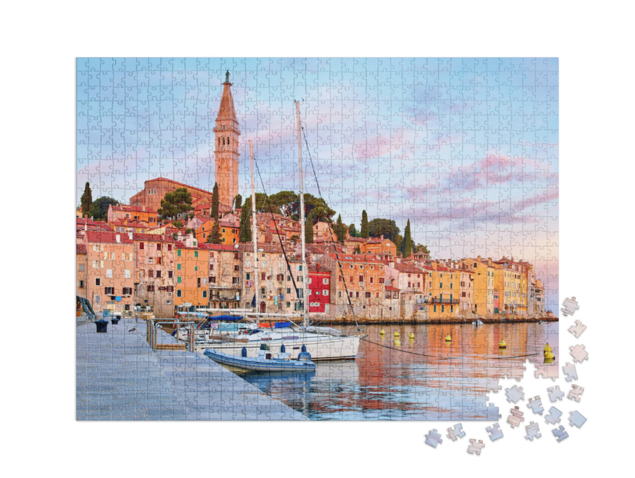puzzle 1000 dílků XXL „Středověké město Rovinj na Jadranu, Chorvatsko“