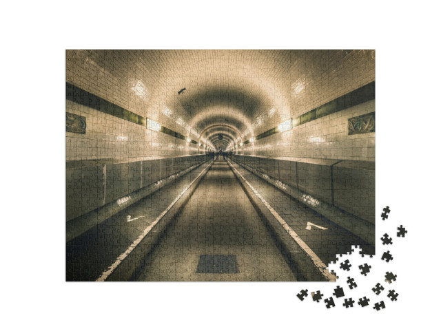 puzzle 1000 dílků „Starý labský tunel, Hamburk, Německo“