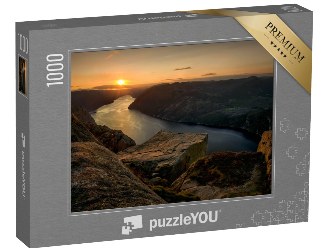 puzzle 1000 dílků „Západ slunce u Preikestolen nad Lysefjordenem, Norsko“