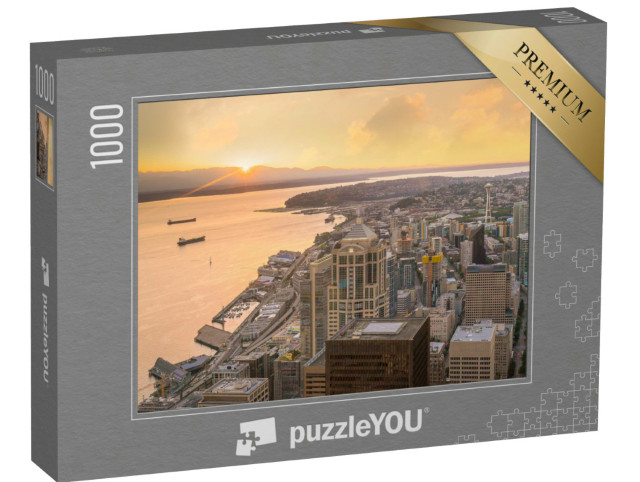 puzzle 1000 dílků „Západ slunce nad Seattlem, stát Washington“