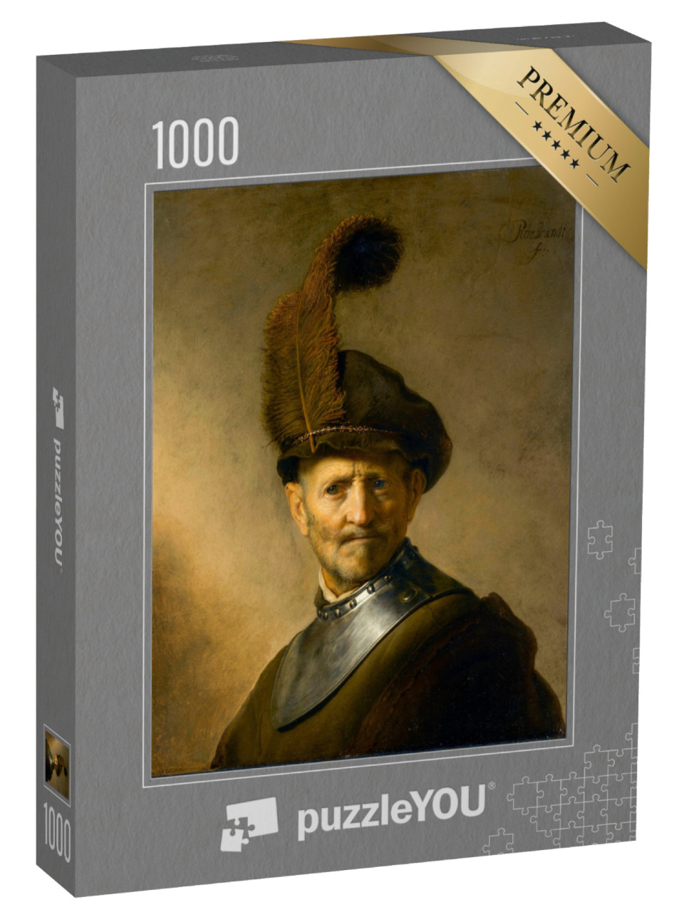 puzzle 1000 dílků „Rembrandt - Starý muž ve vojenském kostýmu“