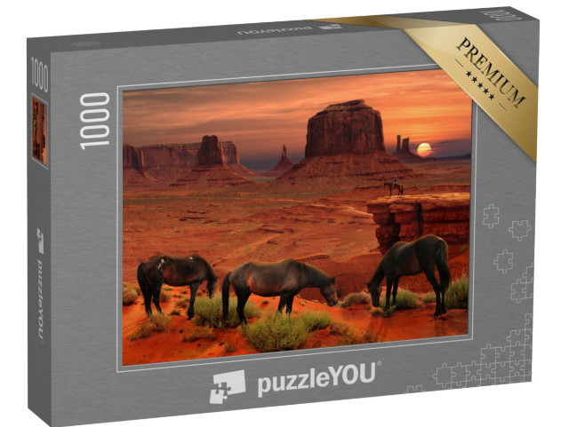 puzzle 1000 dílků „Koně na John Ford's Point, Monument Valley Tribal Park, Arizona, USA“