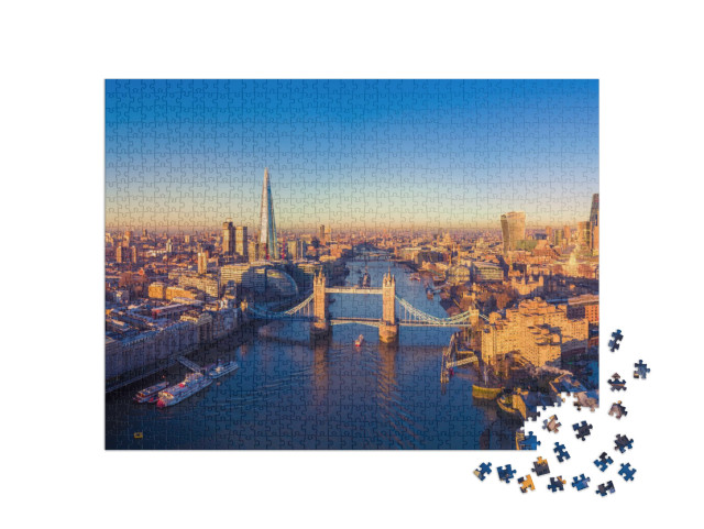 puzzle 1000 dílků „Letecký panoramatický pohled na Londýn a řeku Temži, Anglie“