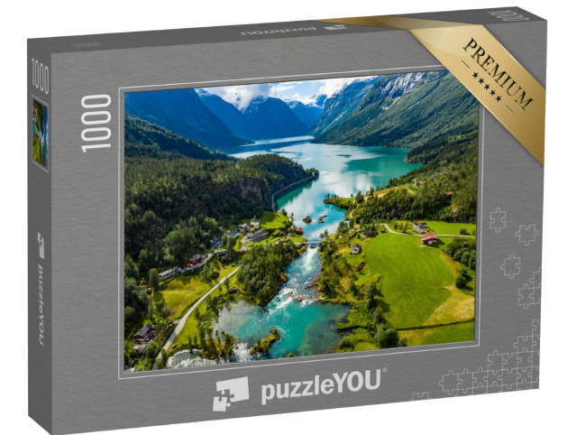 puzzle 1000 dílků „Jezero Lovatnet v údolí Lodal, Norsko“