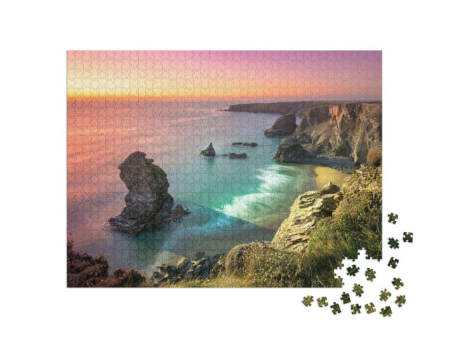 puzzle 1000 dílků „Západ slunce mezi Padstow a Newquay v Cornwallu, Anglie“