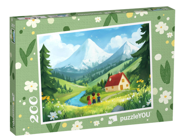puzzle 200 dílků „Čerstvý horský vzduch a zelené louky“