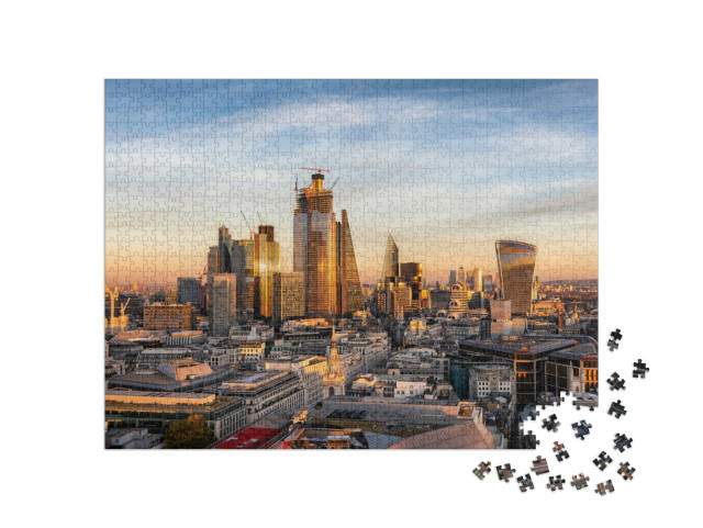 puzzle 1000 dílků „Západ slunce nad panoramatem londýnské City, Anglie“