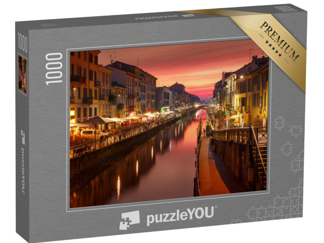 puzzle 1000 dílků „Most přes kanál Naviglio Grande, Milán, Lombardie, Itálie“