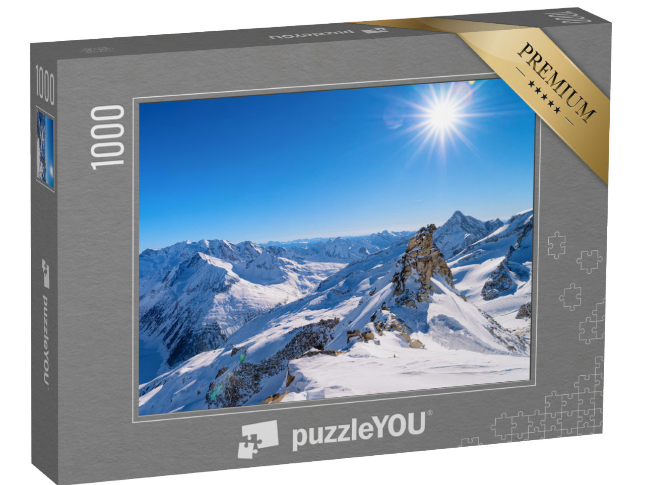 puzzle 1000 dílků „Majestátní vrcholy na ledovci Hintertux, Zillertal, Rakousko“