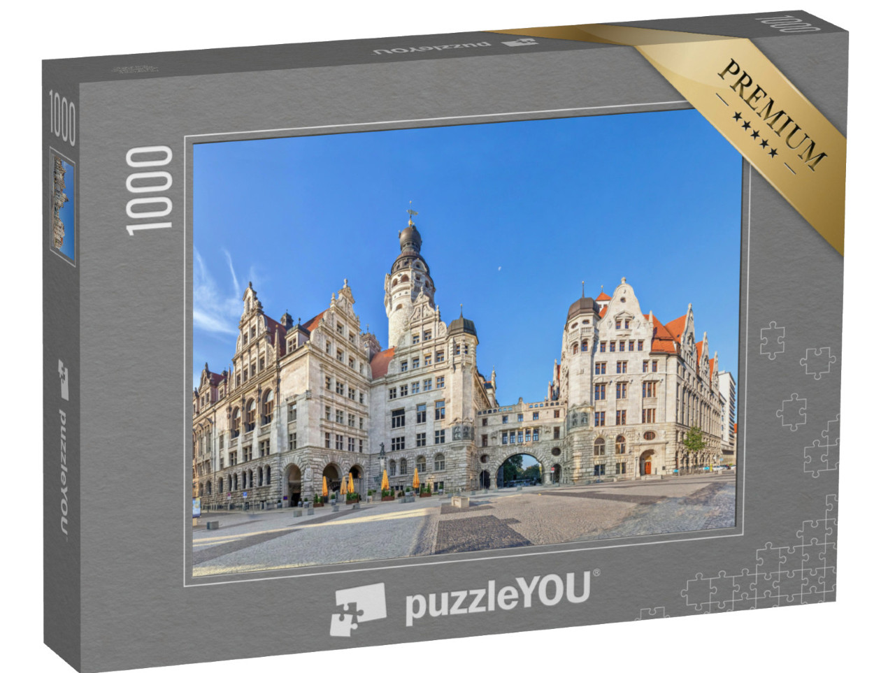 puzzle 1000 dílků „Nová radnice: pohled z náměstí Burgplatz, Lipsko, Německo“