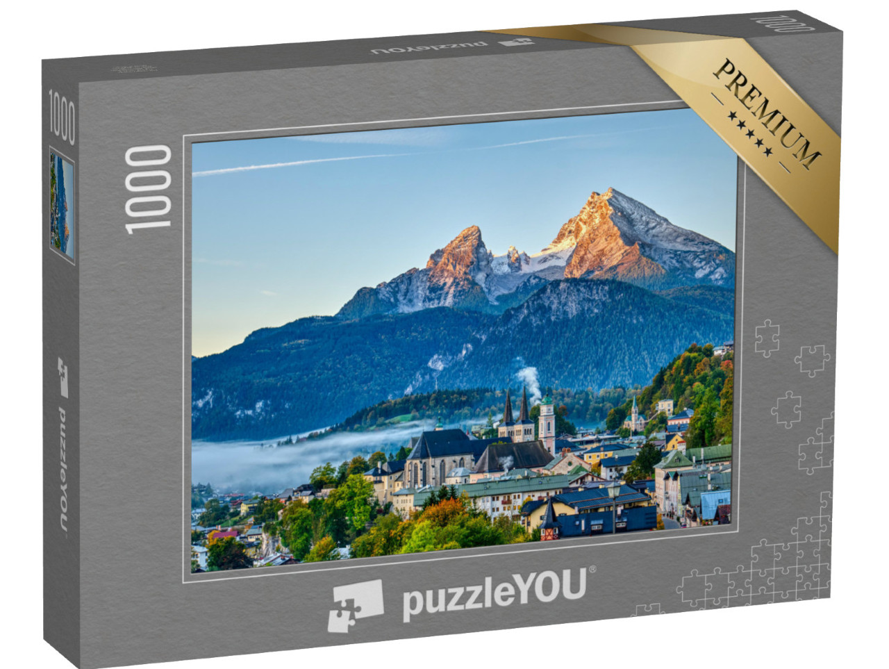 puzzle 1000 dílků „Watzmann a město Berchtesgaden v Bavorských Alpách, Německo“