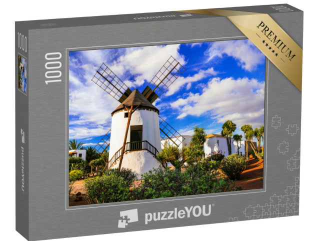 puzzle 1000 dílků „Pamětihodnost Fuerteventury, Větrný mlýn u Antiguy, Španělsko“