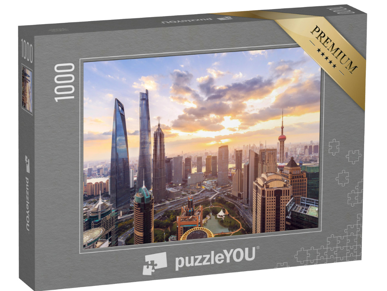 puzzle 1000 dílků „Šanghajské panorama a krajina při západu slunce“