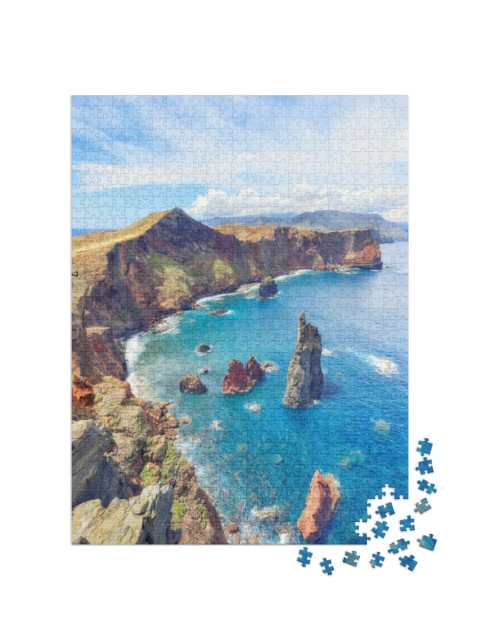 puzzle 1000 dílků „Úchvatné panorama útesů, Madeira, Portugalsko“