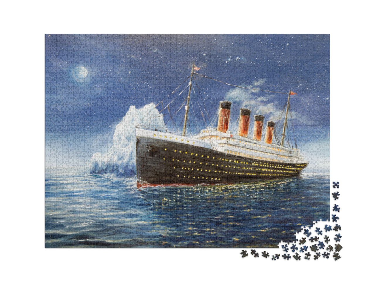 puzzle 2000 dílků „Olejomalba: Titanic narazí do ledovce“