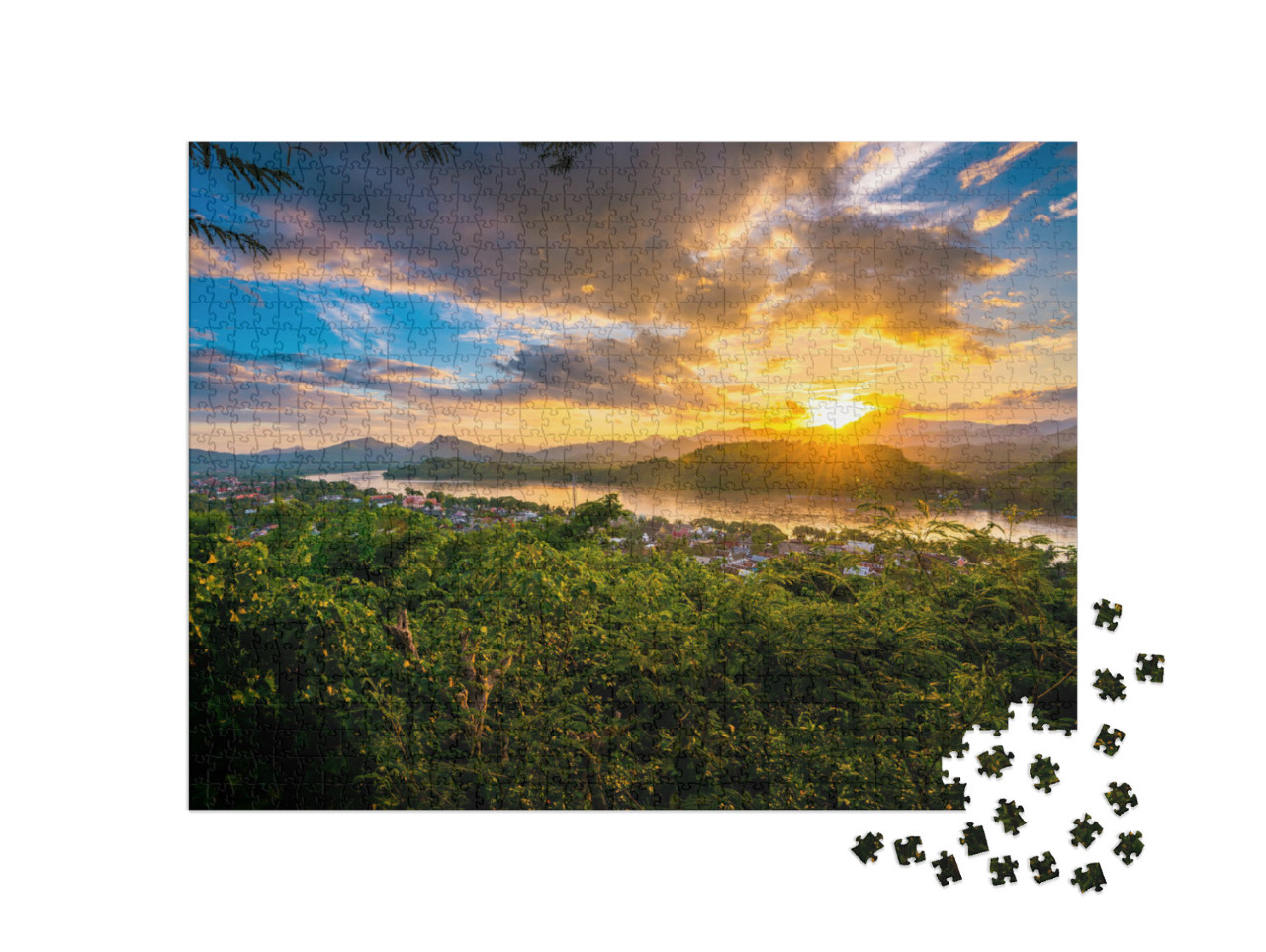 puzzle 1000 dílků „Modrá hodina na hoře Phousi, Luang Prabang, Laos“