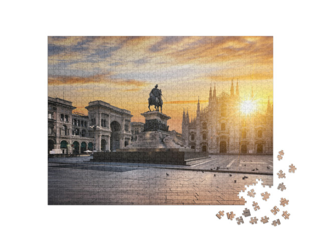 puzzle 1000 dílků „Duomo při východu slunce, Milán, Evropa“