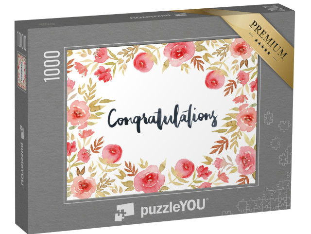 puzzle 1000 dílků „Přání s růžovými květy. Květinový vzor. C“