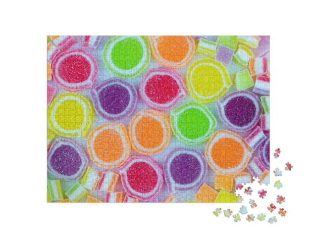 puzzle 1000 dílků „Sladké jako cukr: šťavnaté, barevné želé bonbony“