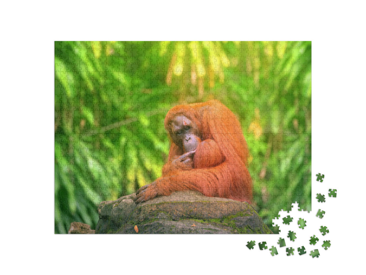 puzzle 1000 dílků „Dospělý orangutan v džungli“