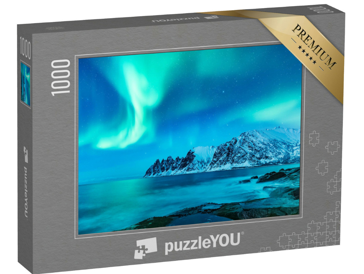 puzzle 1000 dílků „Živá polární záře během polární noci na Lofotách, Norsko“