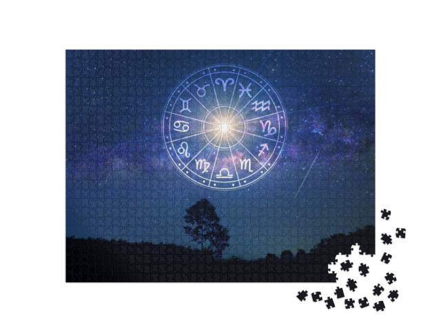 puzzle 1000 dílků „Znamení zvěrokruhu v kruhu horoskopu, astrologie“