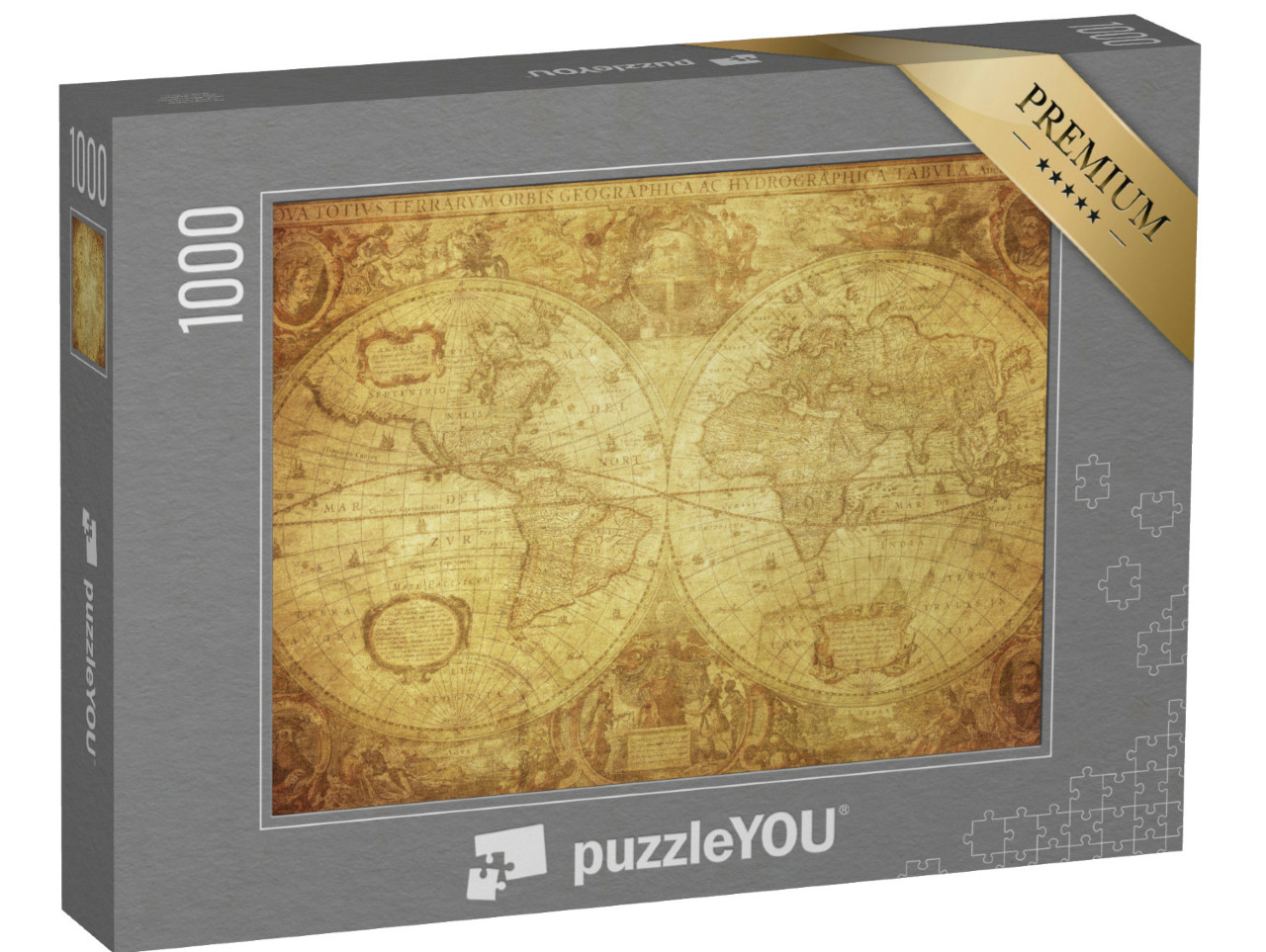 puzzle 1000 dílků „Stará mapa světa z roku 1630“
