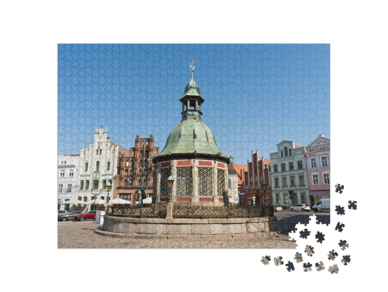 puzzle 1000 dílků „Tržní náměstí hanzovního města Wismar, Meklenbursko-Přední Pomořansko“