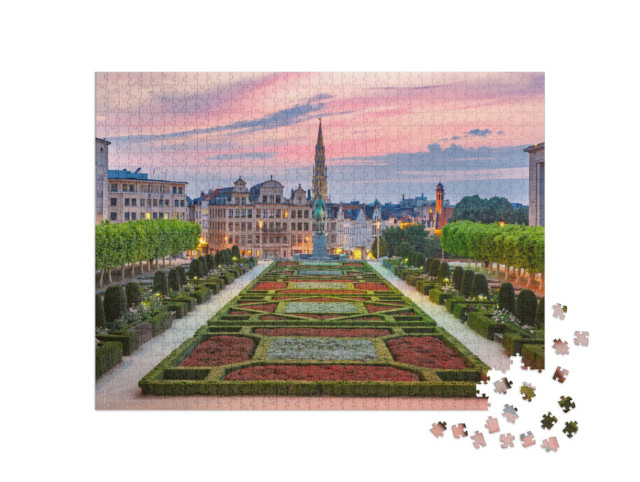 puzzle 1000 dílků „Radnice a Mont des Arts v Bruselu, Belgie“