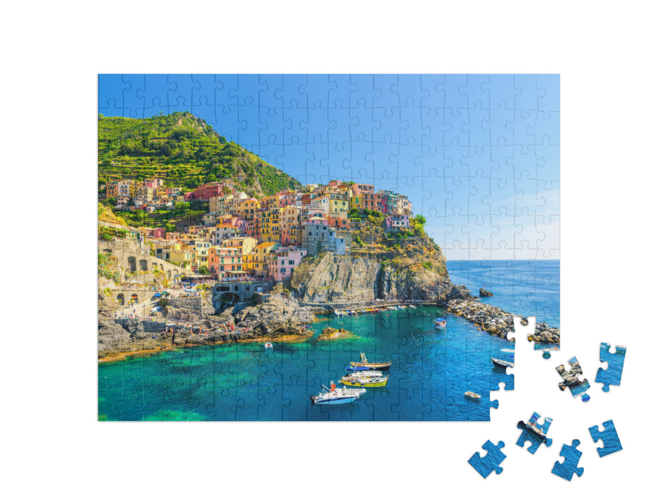 puzzle 200 dílků „Manarola tradiční typická italská vesnice v národním parku Cinque Terre“