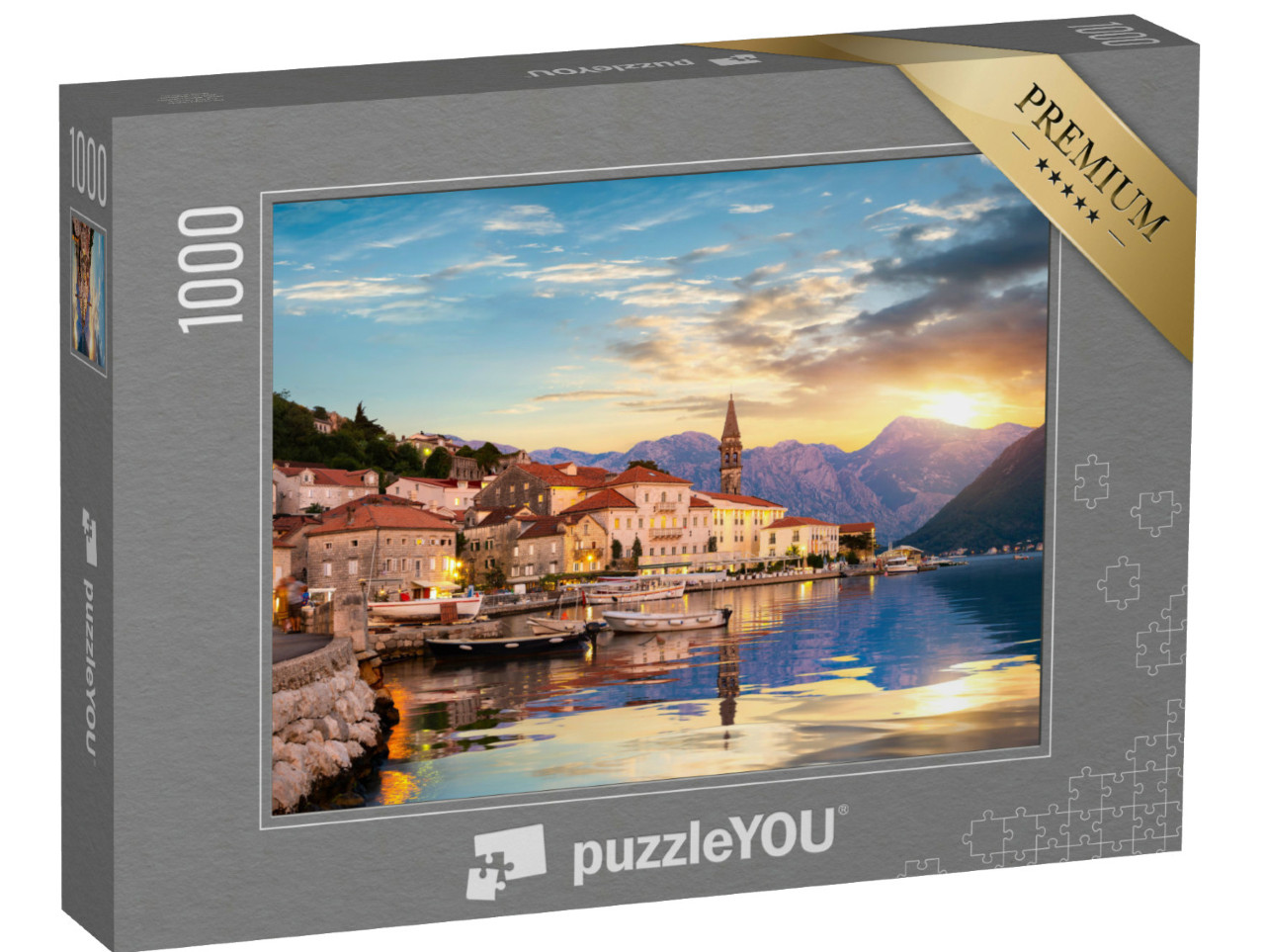 puzzle 1000 dílků „Večer v Perastu v Kotorském zálivu, Černá Hora“