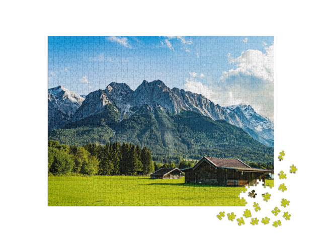 puzzle 1000 dílků „Zugspitze při pohledu z Grainau/Garmisch-Partenkirchenu“