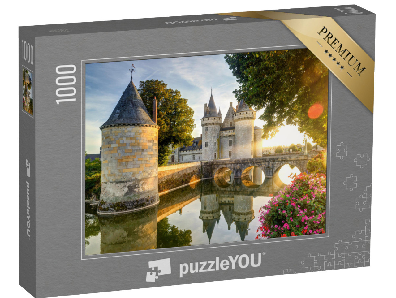 puzzle 1000 dílků „Chateau de Sully-sur-Loire při západu slunce“