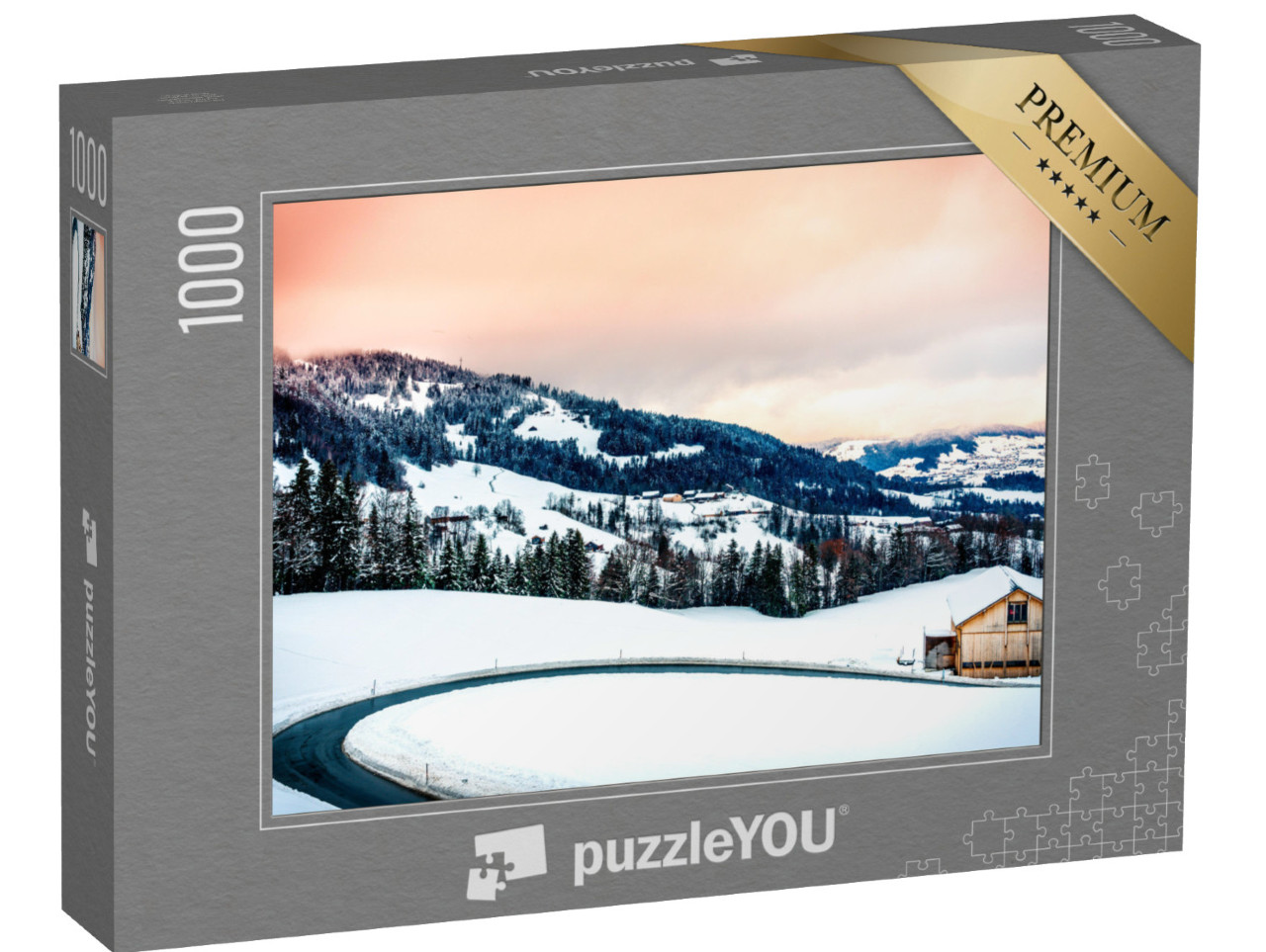 puzzle 1000 dílků „Krásná zimní krajina v rakouském Vorarlbersku“