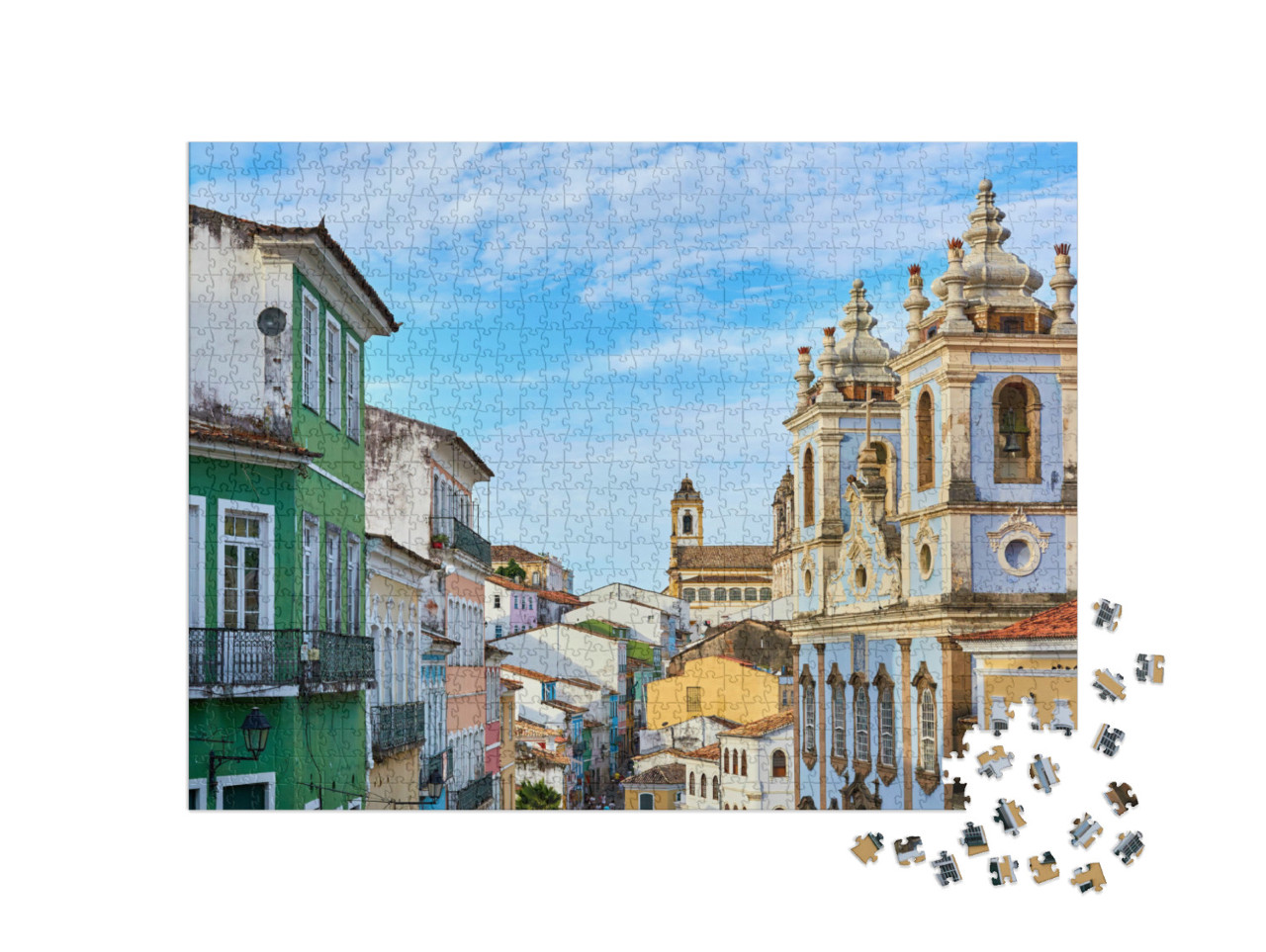 puzzle 1000 dílků „Čtvrť Pelourinho v brazilském Salvadoru“