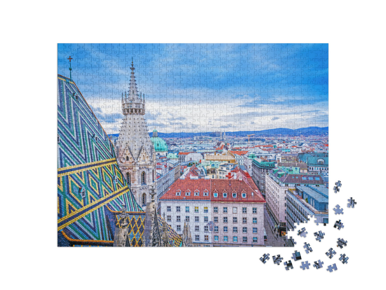 puzzle 1000 dílků „Pohled na Vídeň z výšky, Rakousko“
