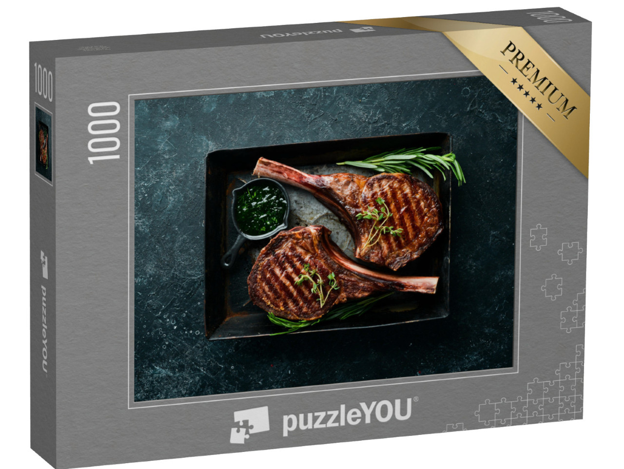puzzle 1000 dílků „Šťavnatý steak s kořením a bylinkami“