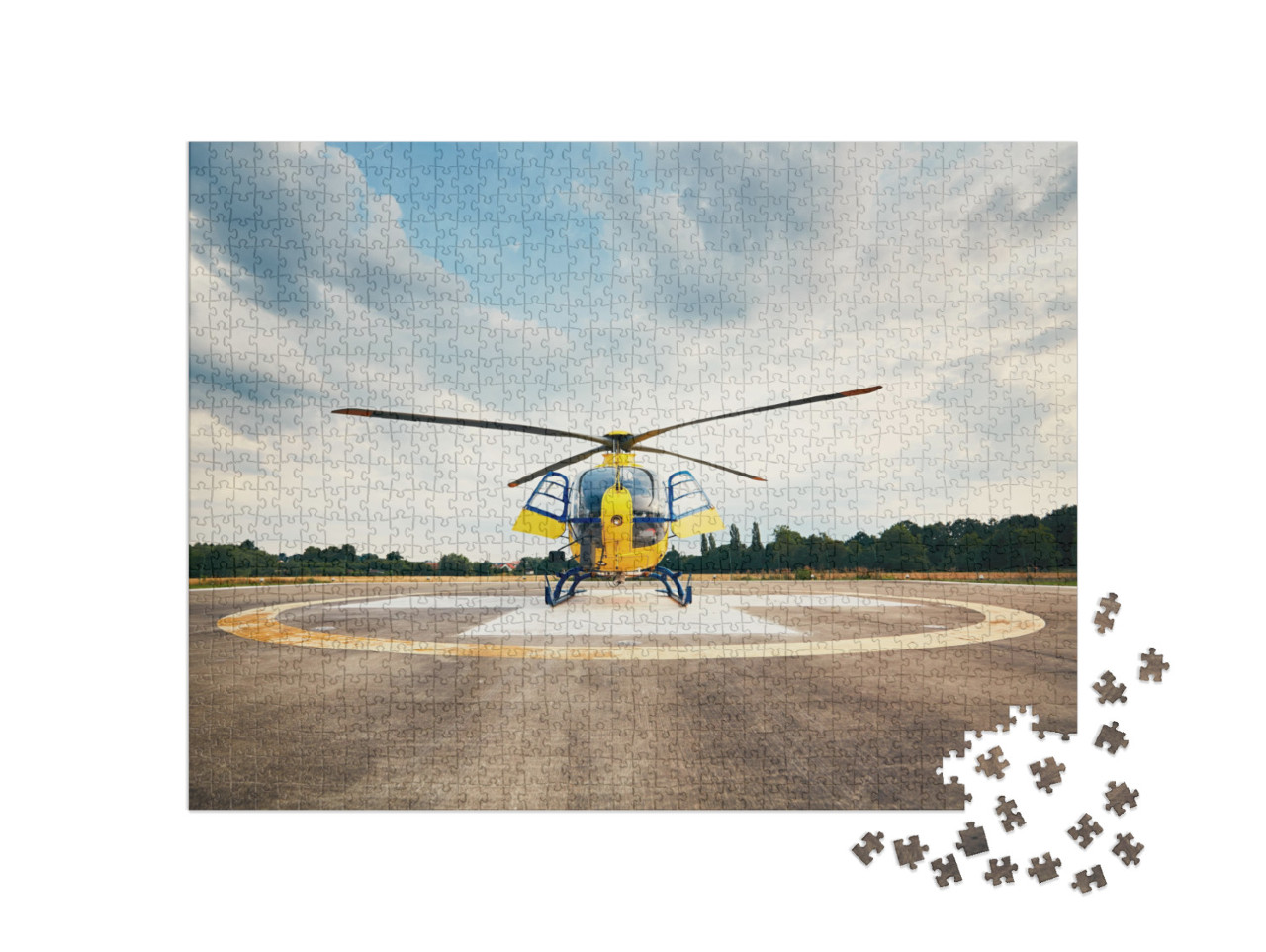 puzzle 1000 dílků „Záchranný vrtulník připravený ke startu“