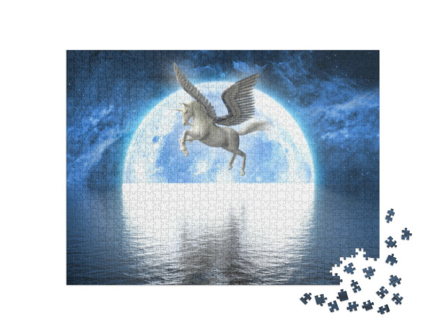 puzzle 1000 dílků „Jednorožec s křídly před úplňkem“