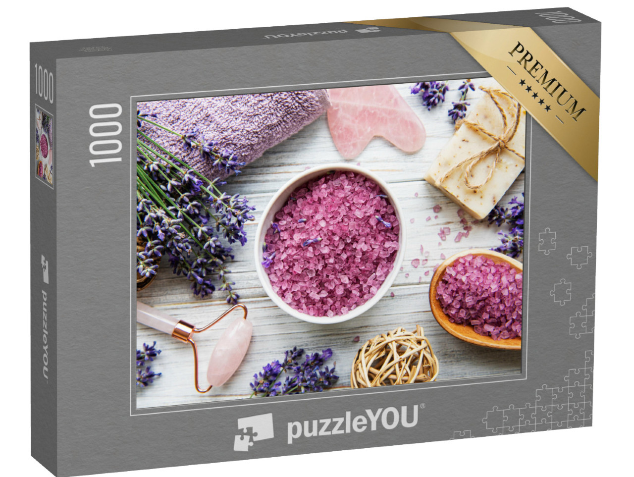 puzzle 1000 dílků „Složení přírodní SPA kosmetiky s levandulí“