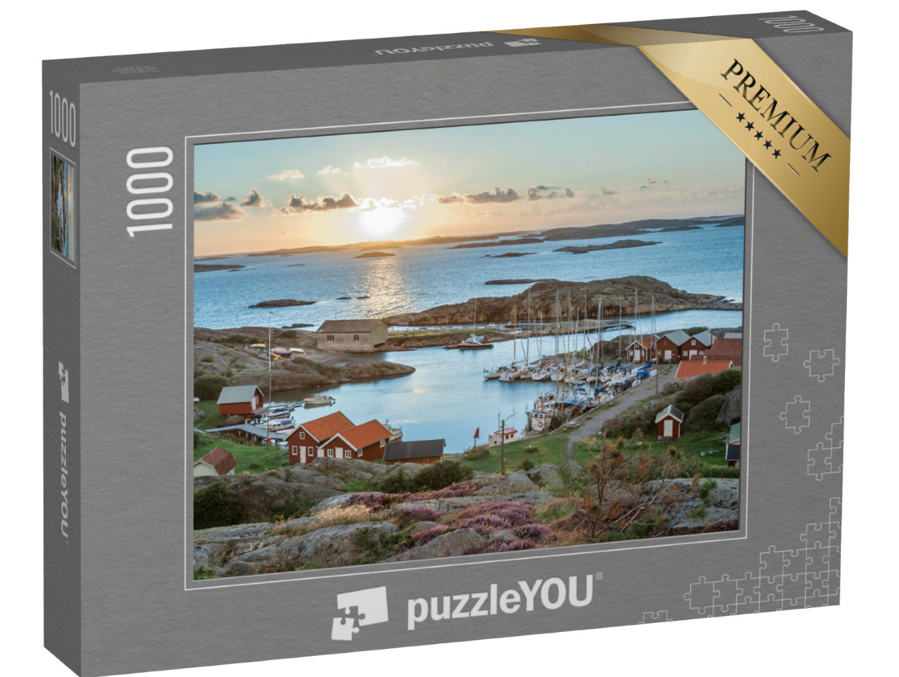 puzzle 1000 dílků „Rybářský přístav švédského souostroví, ostrov Ramsoe“