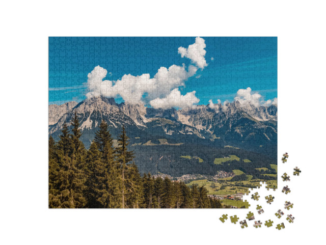 puzzle 1000 dílků „Ellmau na vrcholu Hartkaiser, Tyrolsko, Rakousko“