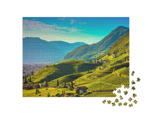 puzzle 1000 dílků „Vinice Santa Maddalena, Jižní Tyrolsko“