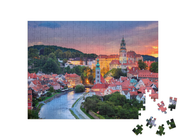 puzzle 200 dílků „Český Krumlov při západu slunce, Česká republika“