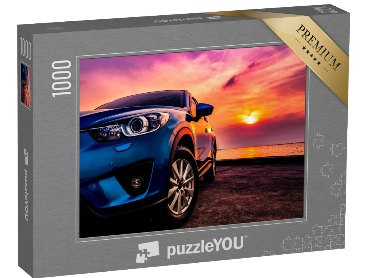 puzzle 1000 dílků „Parkoviště na pláži při západu slunce“