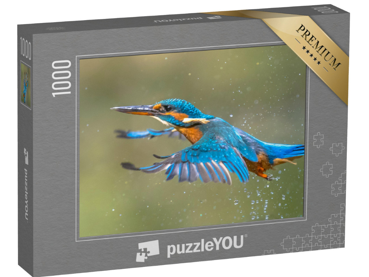 puzzle 1000 dílků „Zimolez královský vylétá z vody po vynoření z vody“